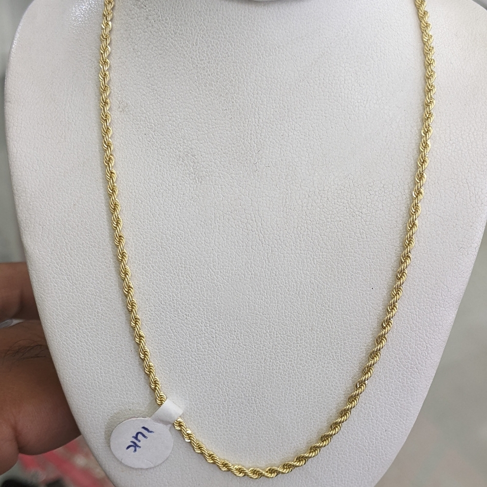 14kt Real Gold Rope Chain 2 mm 18 inch
